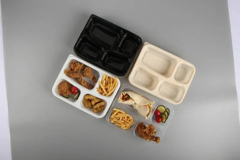Stackable Microwave Plastic 4 Compartment Food Containers Disposable Take Out Containers