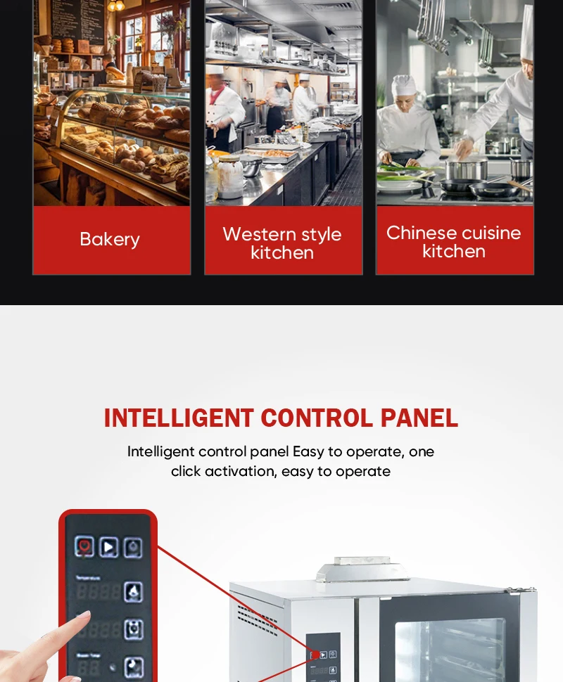 Commercial CE Kitchen Equipment Gas Type Convection Oven with Steamer Function 5 Trays Gas Commercial Convection Oven