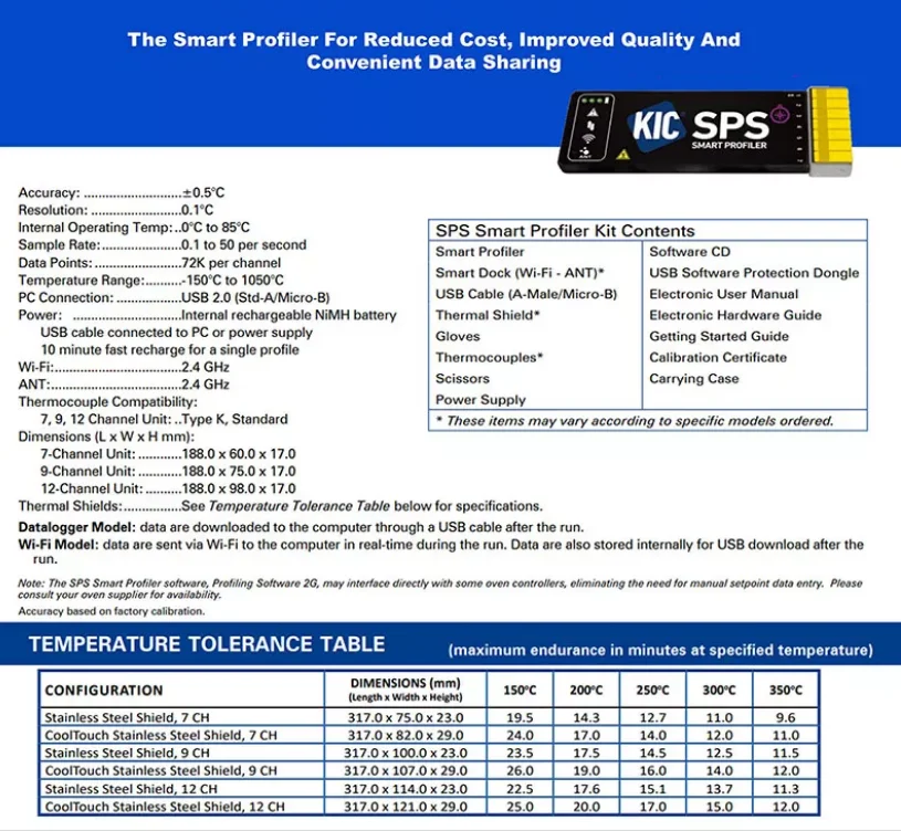 Kic Sps Smart Thermal Profiler 7ch Kic Sps Smart Reflow Oven Profiler