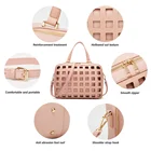 Bags Women Luxury Hollow Out PU Leather Pink 2 Pieces Crossbody Ladies Bags Handbag Set Women Shoulder