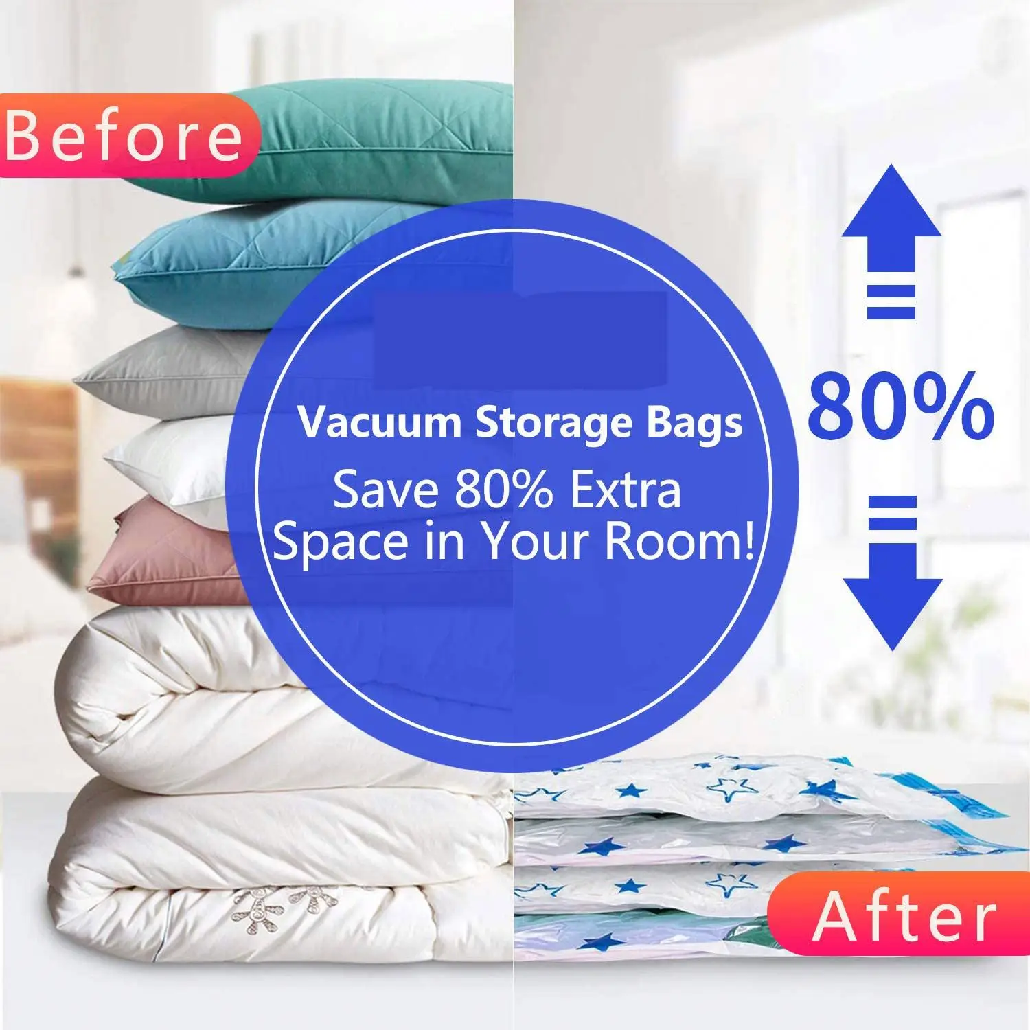 Clothing Vacuum Compression Bag with Inflator Hand Pump Space Saver Storage Pouch Travel Essential Storage Bags Transparent PA