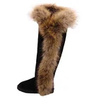 Winter Thigh High CF-282 Natural Racoon Fur Outside Winter Women Thigh Length Long High Knee Boots