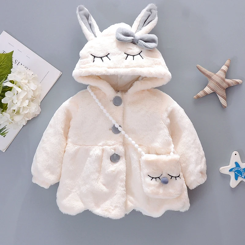 Manteau Bébé Fille Avec Capuche Oreilles Lapin - Hiver Chaud, Coton Doux - Taille 9 Mois à 3 Ans - Cadeau Naissance