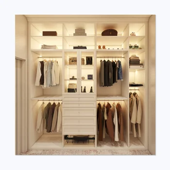 Customized Modern Bedroom Furniture Wooden Fitted Built in Wardrobes Closets Bedroom Wall Wardrobe Walk in Cupboard