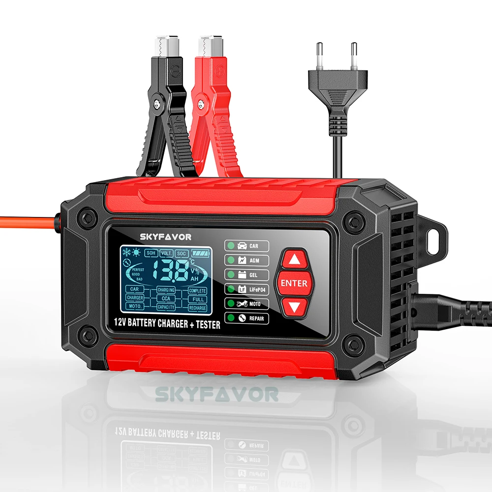 All in one car battery charger 12V 6A automatic gel agm lead acid battery analyzer CCA internal resistance tester & pulse repair