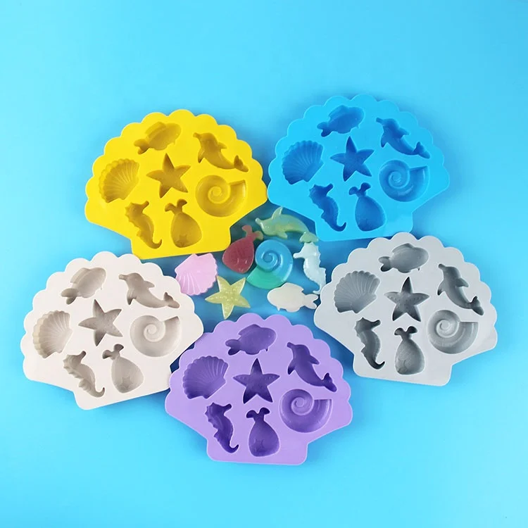 new design cute Ocean World shaped silicone cake mold non stick flower candy chocolate soap mold Oval Cake Tools cake supplier