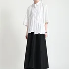 Top Summer 2021 Retro Hong Kong Style Loose Large Version Irregular Half Sleeve Shirt Female Design Sense Niche Top 2023