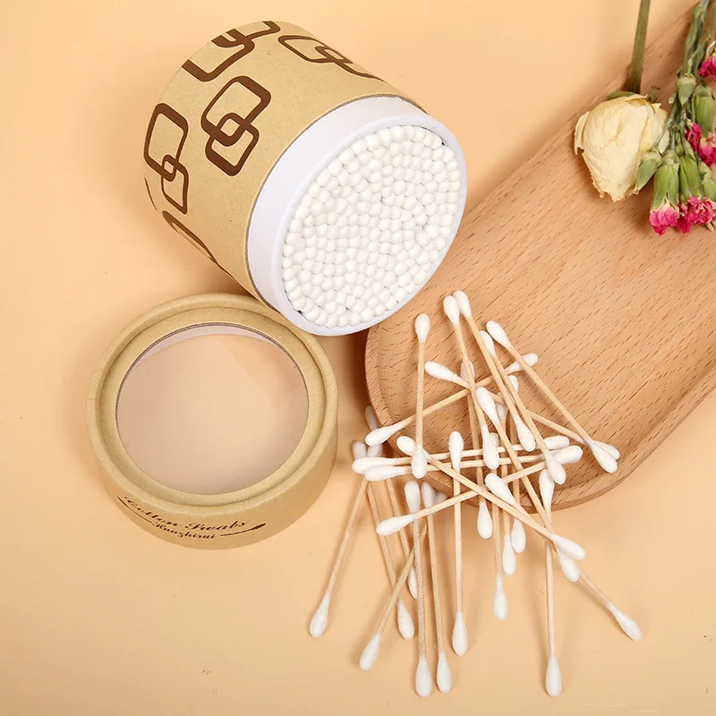 Wholesaler 200pcs In Paper Cylinder Bamboo Stick Ear Cotton Buds