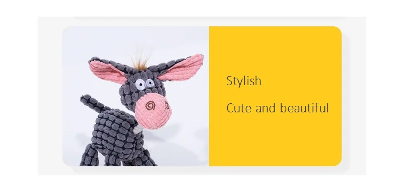 Fun Pet Toy Donkey Shape Corduroy Chew Toy For Dogs Puppy Squeaker Squeaky Plush Bone Molar Dog Toy Pet Training Dog Accessories