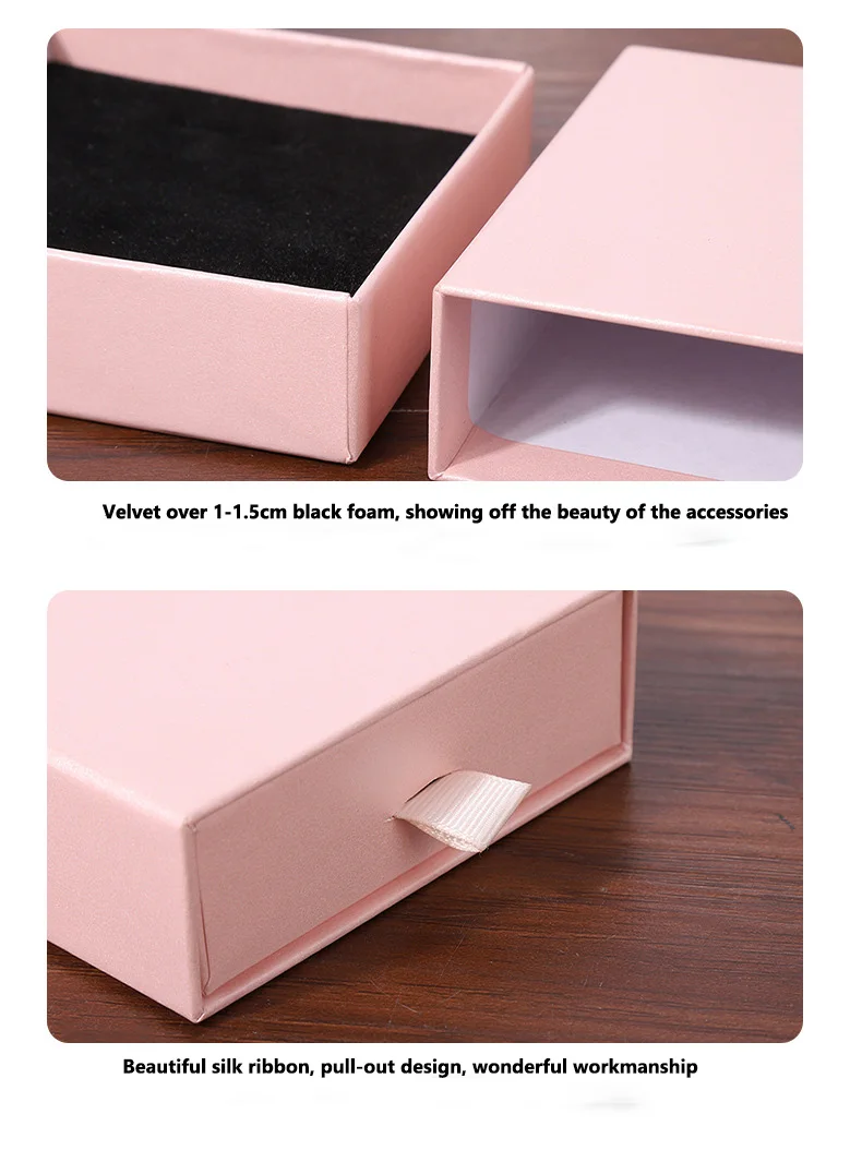 Custom Logo Cardboard Drawer Jewelry Packaging Box For Necklace Earring Bracelet Ring Jewelry Box 2