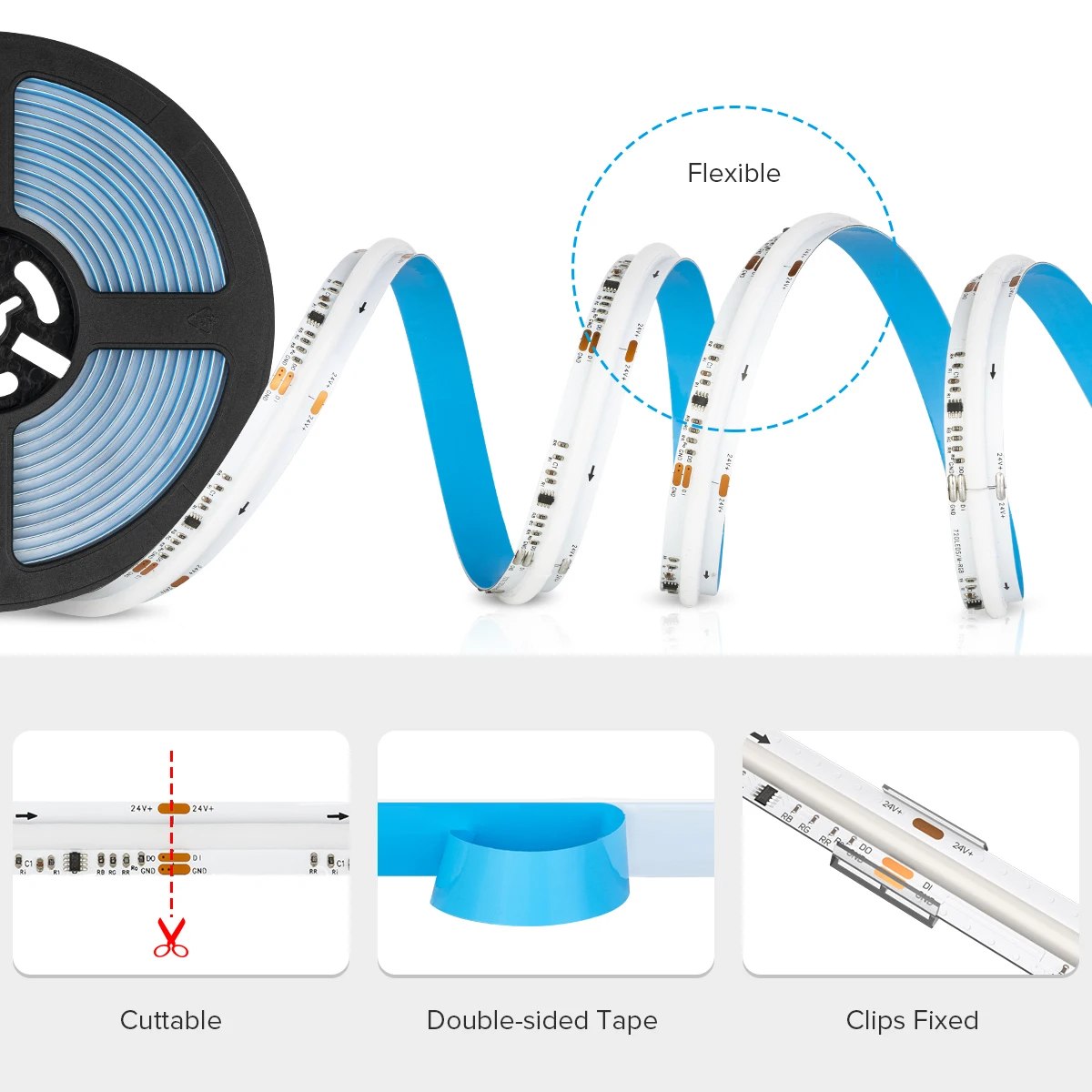 Dream Color Fcob Spi Rgb Ic Led Light Strip Ra High Density Leds