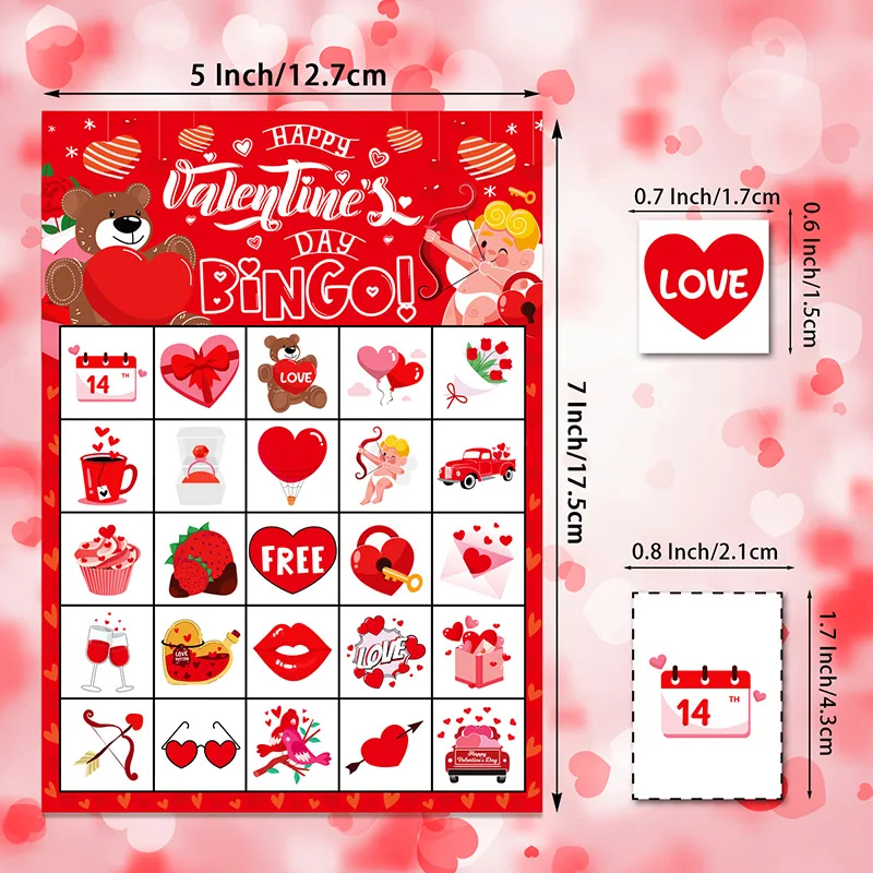 Valentine's Day theme Red bingo game card party supplies