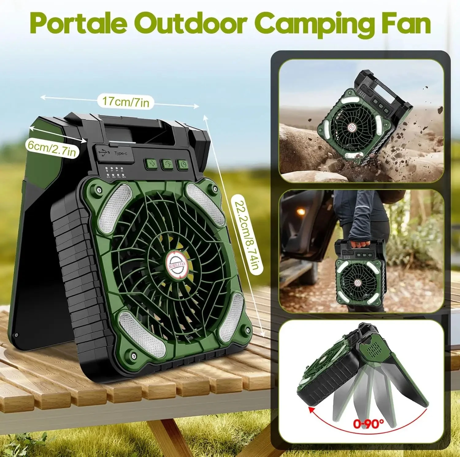 Portable Rechargeable Fan, Solar, USB - detail 4