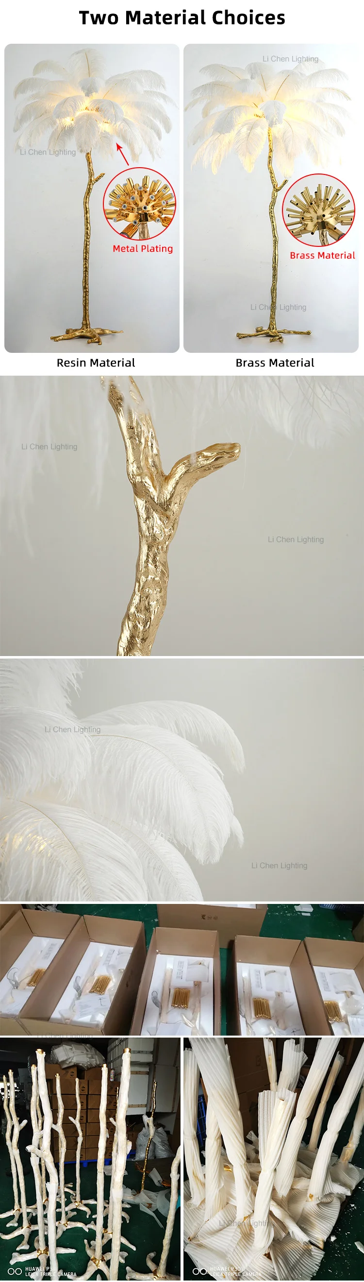 f0053 new design indoor decoration bedroom living room tree shape resin feather modern led floor lamp -2