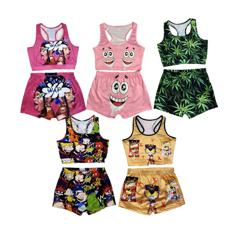 Women Skittles Snack Shorts Set 