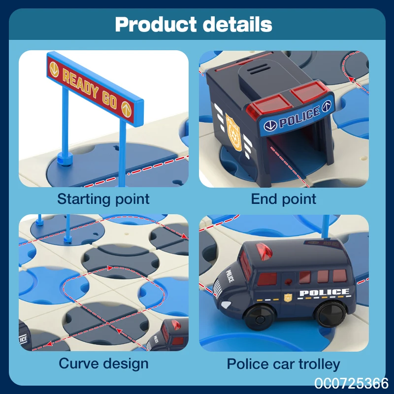 Musical battery maze game puzzle track cars with police car toy for kids