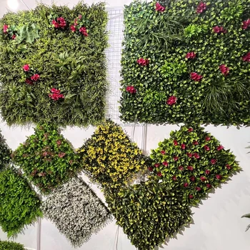 Factory Customized Free Size Artificial Boxwood Hedge Wall Flower panel artificial plant green artificial flower wall