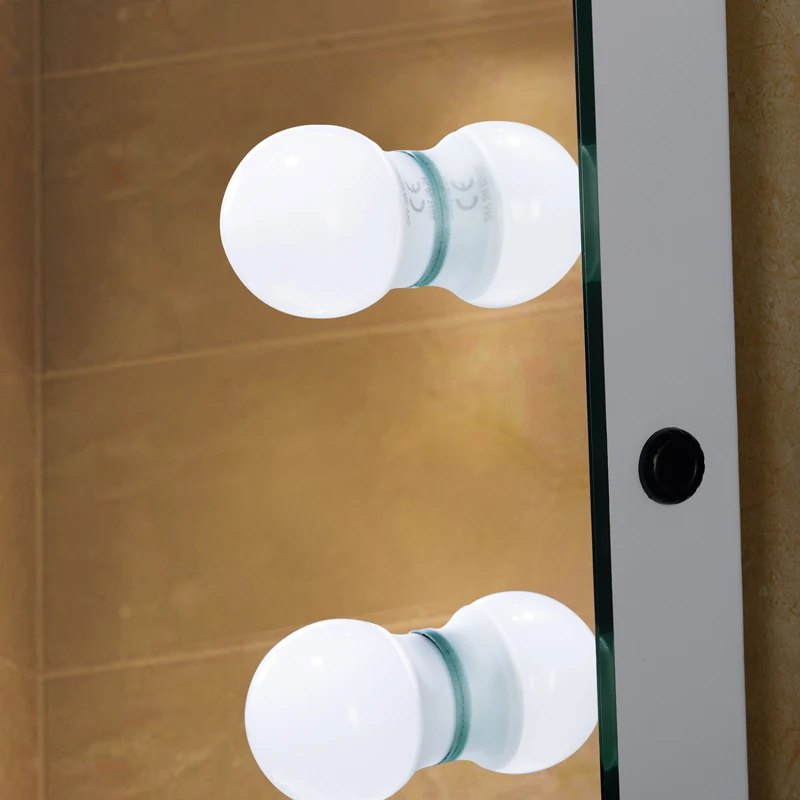 Rectangle Hollywood Frameless Makeup Mirror With 12 Led Bulbs Front-light