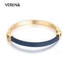 Leather Bracelet Leather Interchangeable Customizable Stainless Steel Genuine Leather Bracelet Bangle For Women