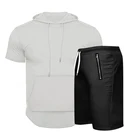 Men Short Shorts Custom Tracksuit Oem Sweatsuits Men Summer Training Jogging Short Sleeve Hoodie Shorts Set