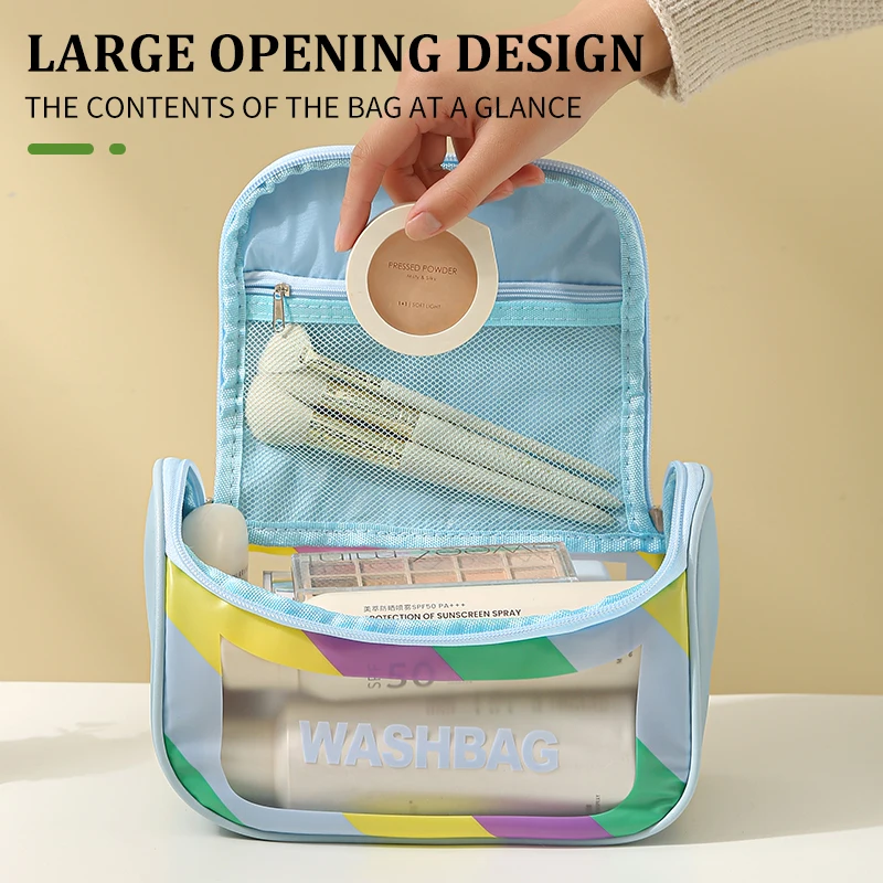 Custom Logo PVC Wash Bag Waterproof Trip Toiletry Pouch Women Beauty Makeup Bag Girl Travel Clear Cosmetic Bags