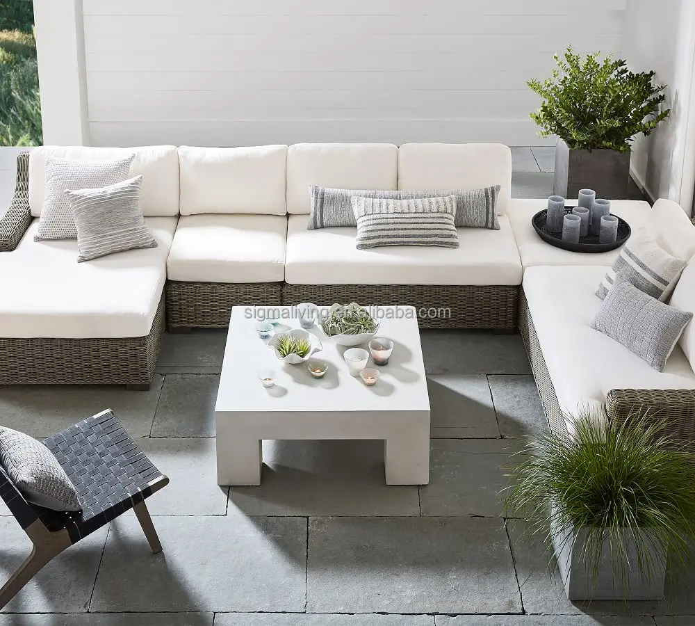 rattan outdoor furniture 5-Piece double chaise sectional outdoor sofa set wicker sofa