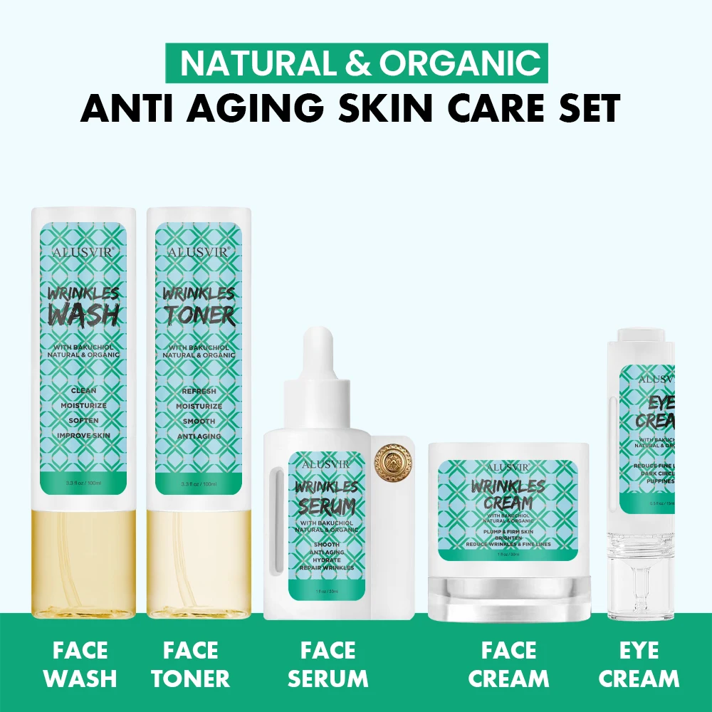 Organic Natural Anti Aging Skin Care Products Private Label Retinol Collagen Anti Aging Face Serum Cream Eye Cream Skincare Set
