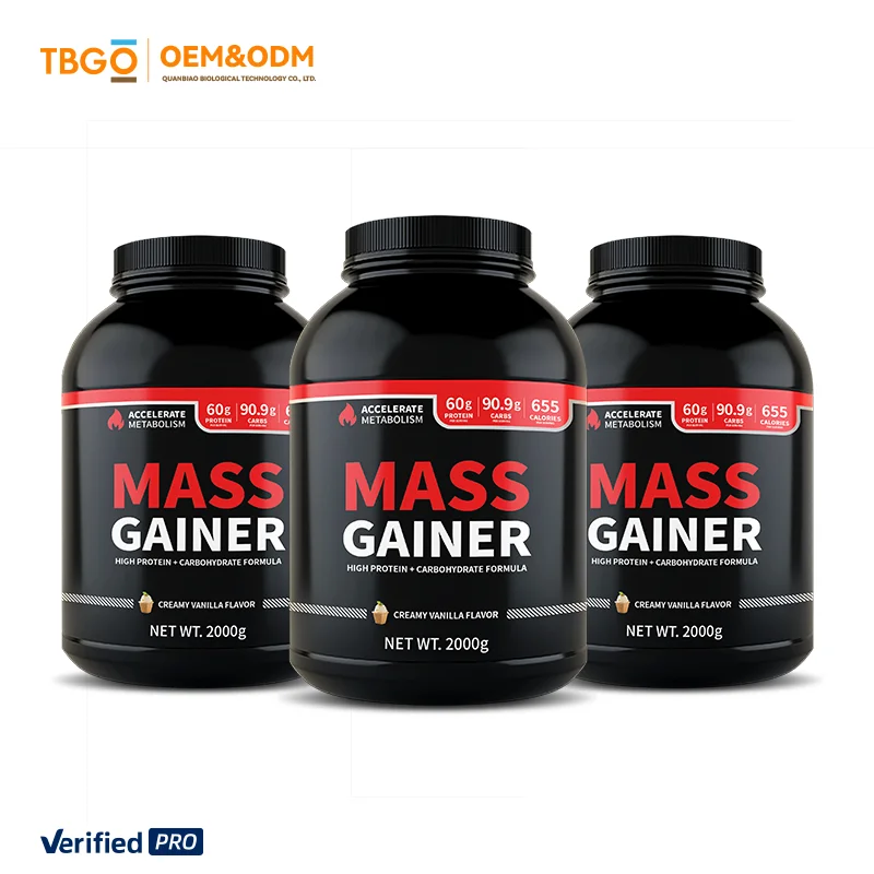 product 2025 tbg oem high calorie mass gainer with whey protein concentrate isolate hydrolysate creamy vanilla 6 in 1 protein 2lb bulk-6