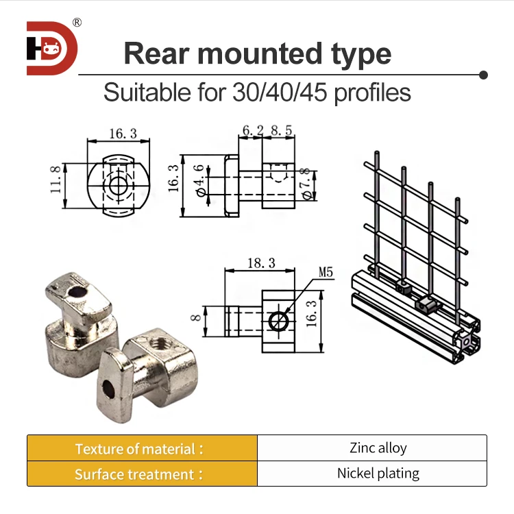 Profile Fence Accessories Grid Fixing Block 20304045 Mesh Fixing Head Protective Net Installation Head Piece factory