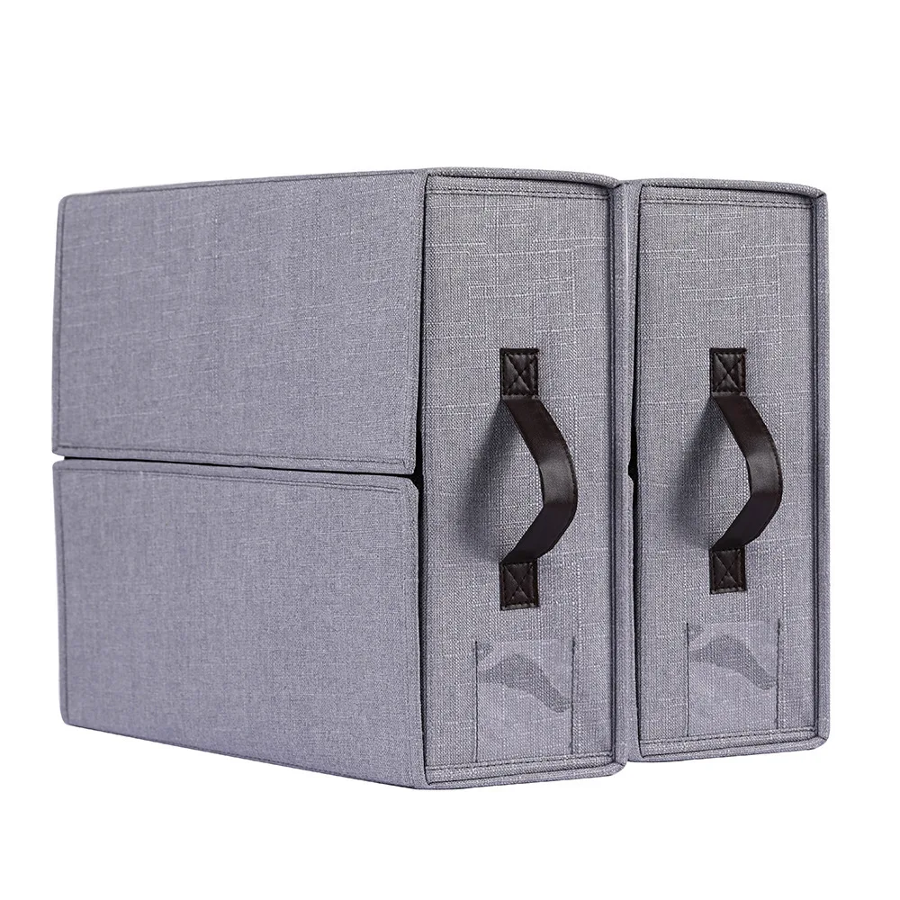 Foldable Linen Fabric 2-Pack Bedding Sheet Storage Boxes Organizer Container for Bed Sheets Duvet Covers