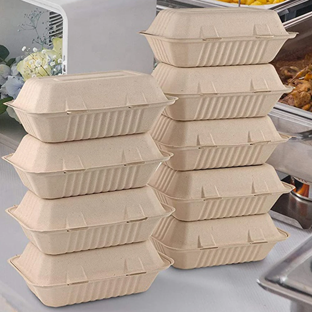 Disposable Compartment Container Clamshell Box Packaging For Food