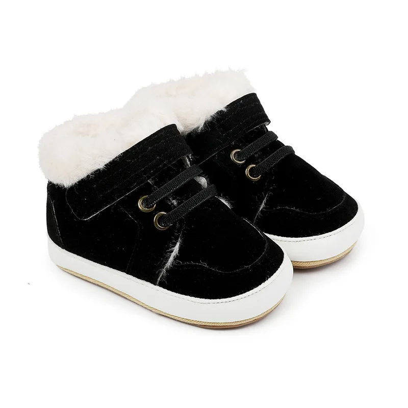 New Arrival Add Plush Fur Design Winter Baby Toddler Warm Shoes 2022 Christmas Baby Shoes for Boys and Girls supplier