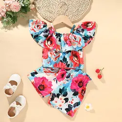 Summer boutique newborn baby girls clothes fashion printing design two piece toddler girls clothing kids outfits