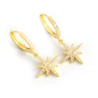 Star Earrings SKA Gold Diamond Set Star S925 Pure Silver Earrings 3a 5a Zircon Women Earrings