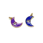 Enamel Colorful Moon Shape Zircon Star Inlay Fashion Design Charm Pendant Necklace Gift