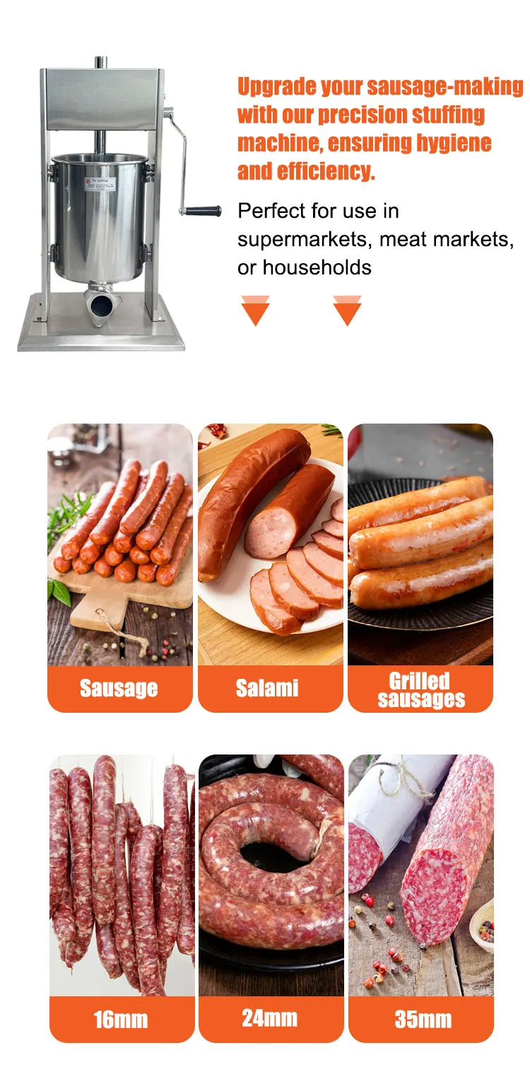 product 10l manual stainless steel vacuum sausage filling machine new factory direct sale for home restaurant use sausage stuffer-5