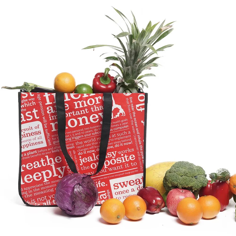 Promotional Laminated Printed Tote Non Woven Shopping Bag with Logo details