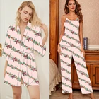 Printed Pajama Printedpajamas Wholesale LOGO Custom Robes Women Printed Christmas Silk Sleepwear Pajama Set