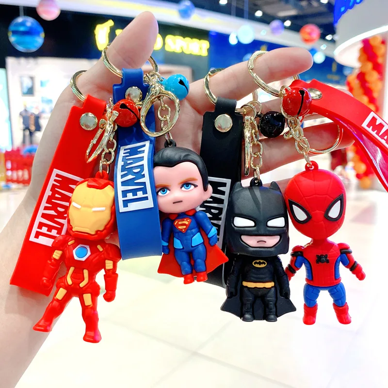 Marvel Avengers Shield Captains Alliance Cartoon Iron Man Keychain Leather Rope Spidermaned Plastic Anime Keychain