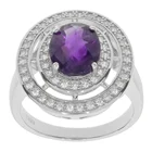 Amethyst 925 Silver 2.1 Cts Amethyst And 0.48 Cts White Zircon 925 Sterling Silver Natural Gemstone Ring