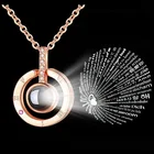 Silver Necklace S925 Rose Gold Silver 100 Languages I Love You Projection Pendant Necklace