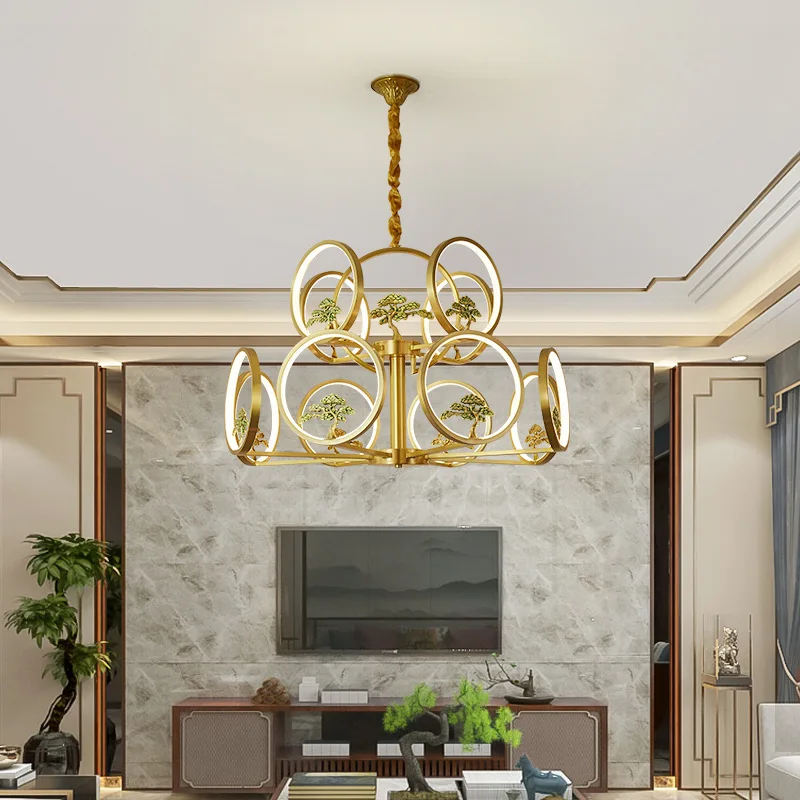 Modern chandelier steel Ring Hanging LED Pendant Lights wooden finish circle led pendant lamp