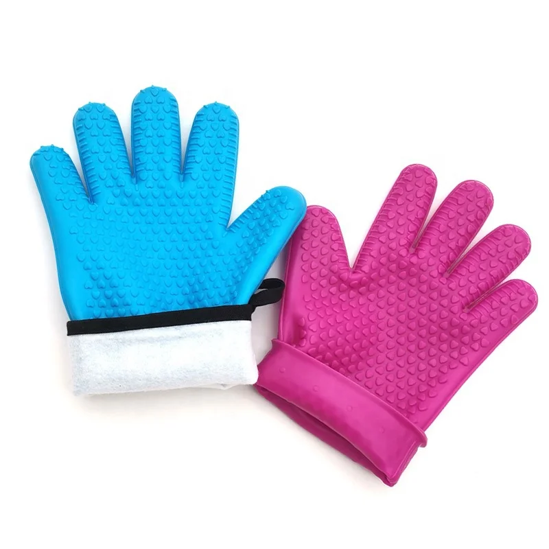 Heat Resistant Silicone Cooking Gloves Durable Waterproof Oven Mitt Glove For  for Grilling BBQ Kitchen Pot Holder