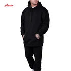 Black Men's Black Mens Hoodie Cotton Fleece Black Thick Fabric Men's Casual Pullover Hoodies With Pockets