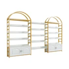 Makeup Hot Sale High Quality Cosmetic Stand Stylish Golden Shelf Makeup Store Display Rack