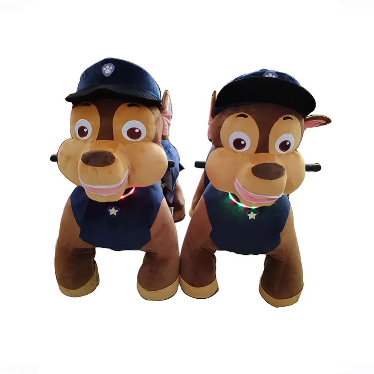 Coin Operated Battery Motorized Kids Plush Walking Riding Stuffed Electric Rides on Animal Toy for Mall