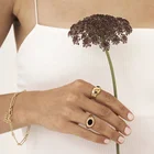 Stone Ring 925 Silver Rings Signet Double Snakes Blue Sapphires 925 Silver Talisman Signet Stone Ring