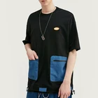 Man 100% Cotton Custom Design Mens Clothing Blank Hip Hop Round Neck Color Blocked Short Sleeve Oversized T Shirt