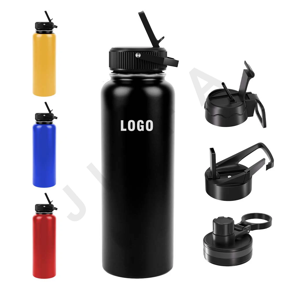 1 Liter Bicycle Cheap Promotional Black  New  Car Nice Wide Mouth Vacuum Pink Stainless Steel Water Bottle With Straw Lid