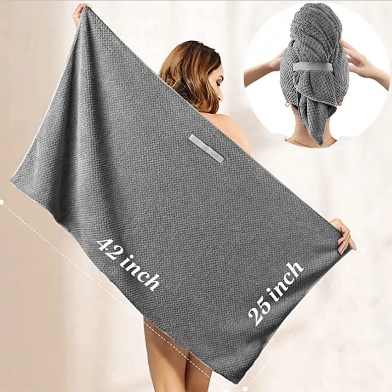 Wholesale Microfiber Hair Towels Wrap custom Label Turban Drying Micro Fiber Hair Turban Towel
